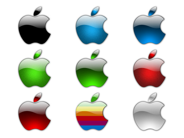 水晶风格苹果logo图标png