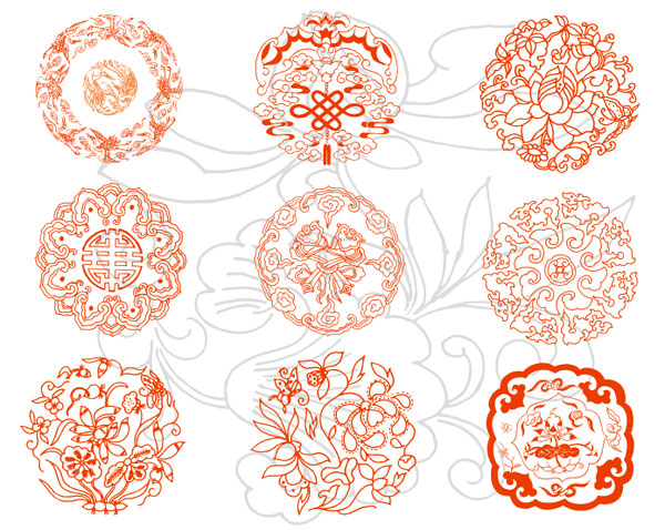 圆形吉祥纹样矢量素材