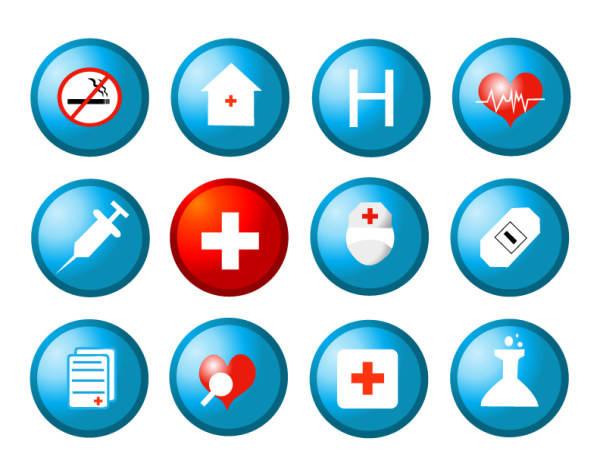 圆形医疗健康图标矢量素材