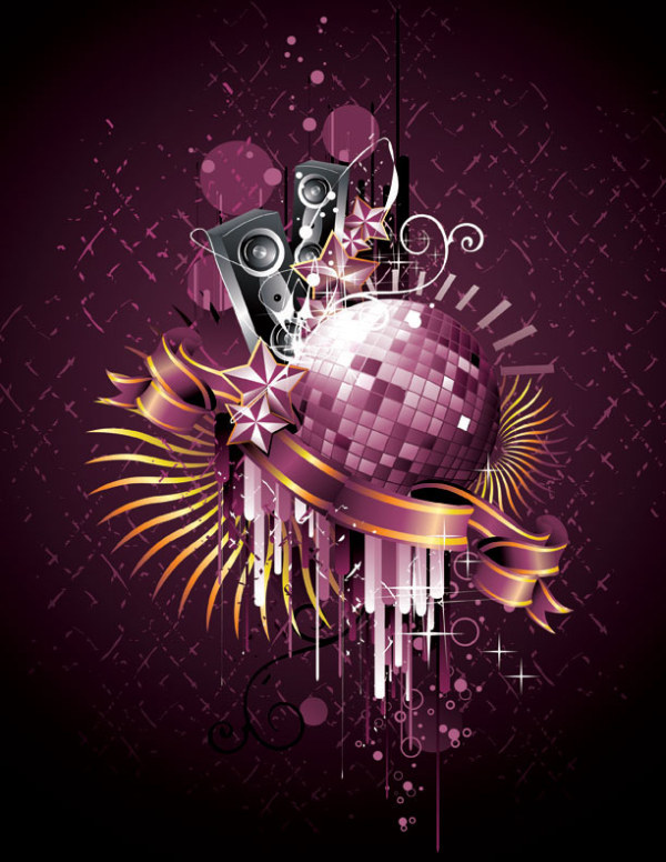 潮流disco元素矢量素材-1