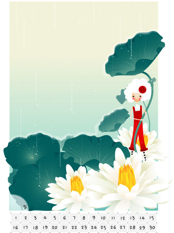 韩国纽扣女孩矢量插画-13