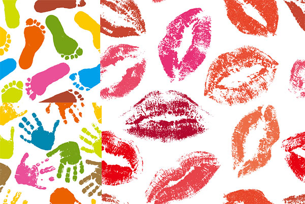 唇印手印脚印矢量素材