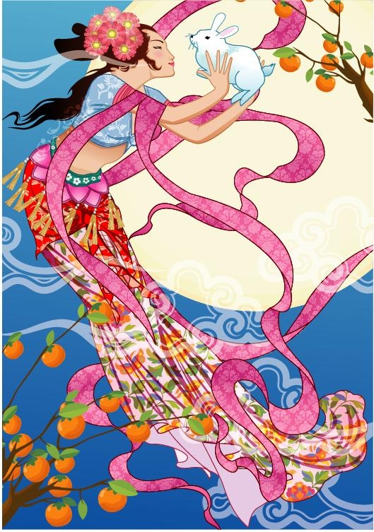 中秋嫦娥仙女矢量素材-8