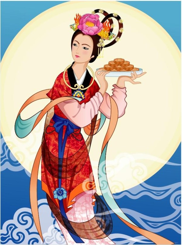 中秋嫦娥仙女矢量素材-14