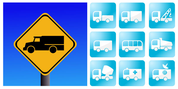 简约各种汽车图标矢量素材