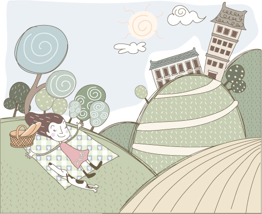 可爱线条插画矢量素材-11