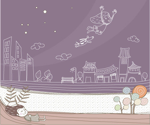 可爱线条插画矢量素材-38