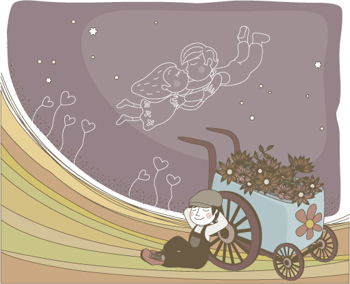 可爱线条插画矢量素材-48