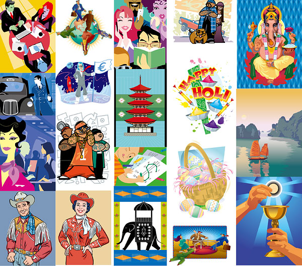 19张欧美风格插画矢量素材