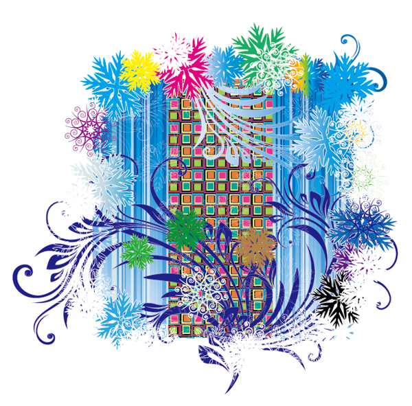 五彩缤纷雪花矢量素材