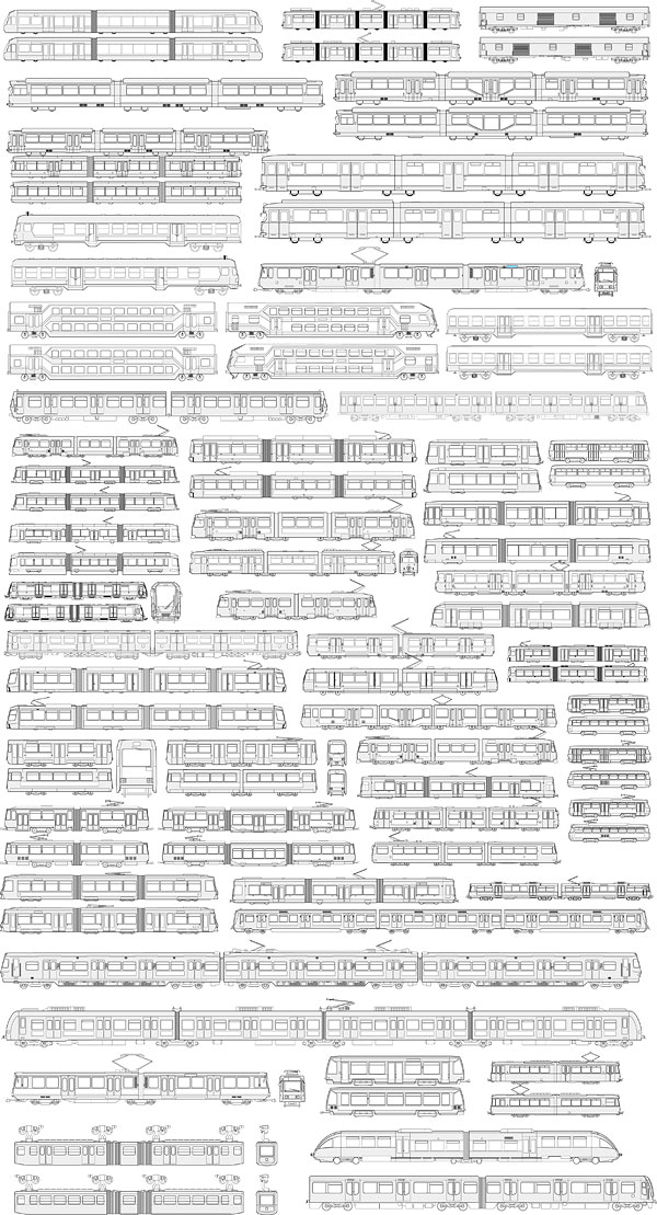 火车线描集矢量素材