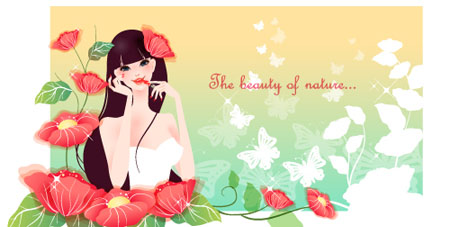 超漂亮女性花纹矢量素材!