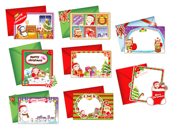 8款可爱圣诞节贺卡矢量素材