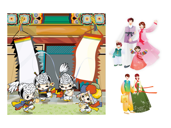 韩国风格人物矢量素材