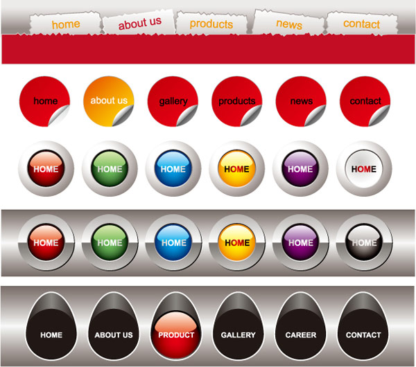 网页设计导航条菜单矢量素材