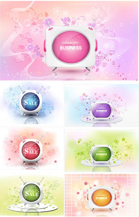 电视花纹背景矢量素材