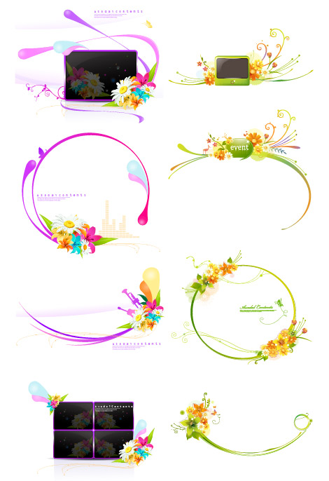 时尚花朵花纹装饰矢量素材