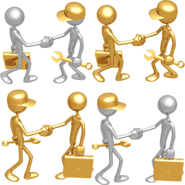 3D小人握手矢量素材