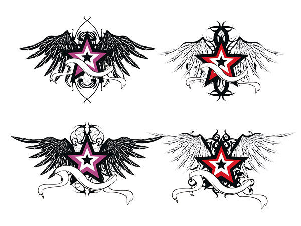 星星翅膀矢量素材