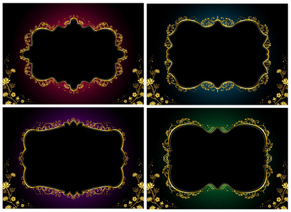 华丽金色花边矢量素材