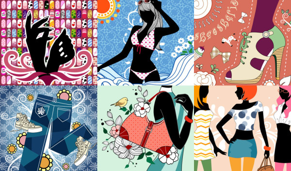 6款时尚女性生活矢量素材
