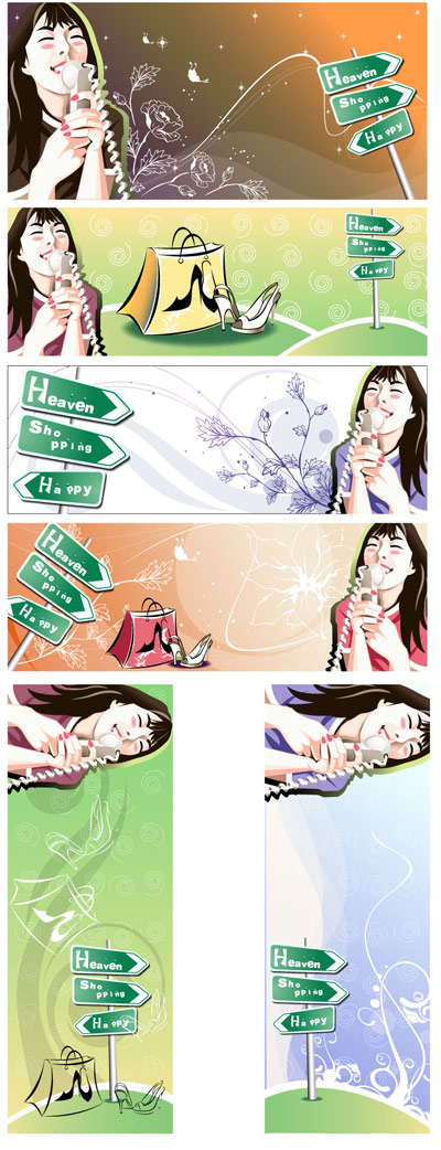 女性购物主题矢量素材