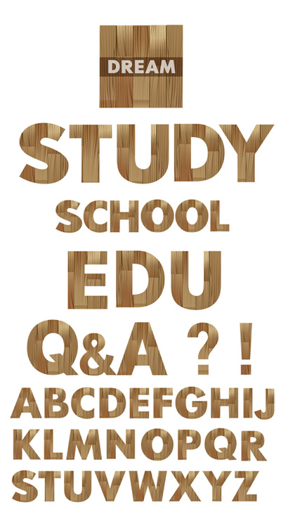 简单木纹英文字母矢量素材