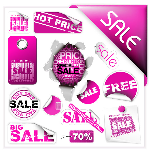 紫红色打折销售矢量素材