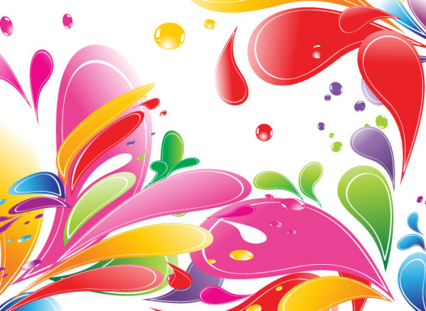 缤纷水滴形状元素矢量素材