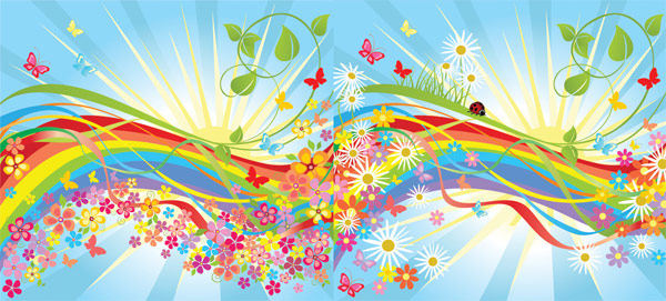 缤纷花世界矢量素材