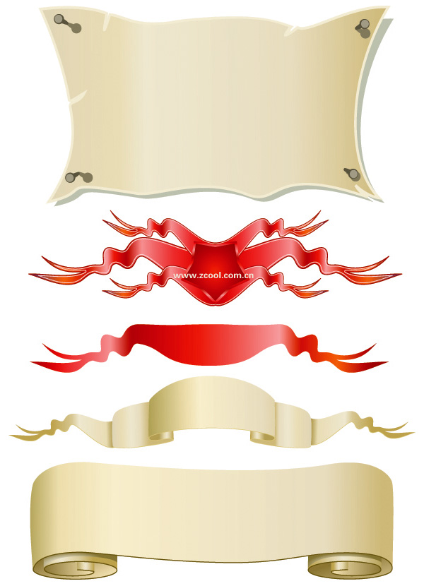 纸张飘带Banner矢量素材