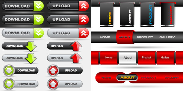 网页设计按钮导航条矢量素材