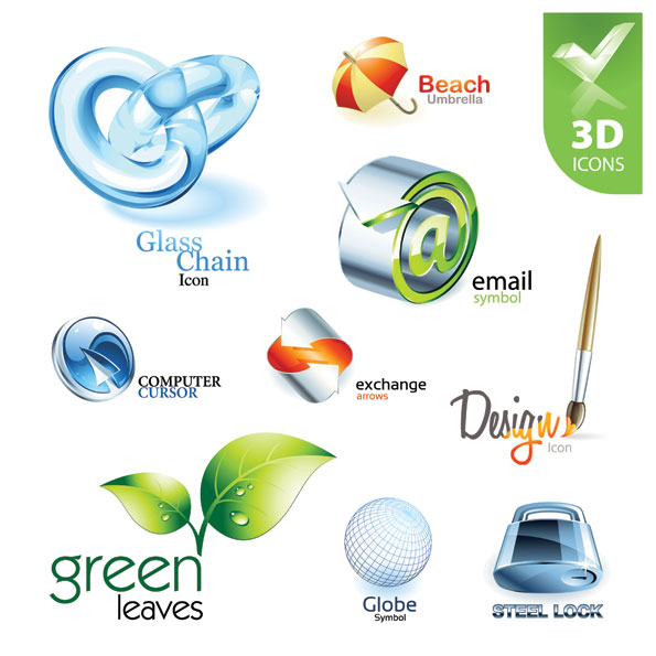精致的立体图标集合矢量素材2