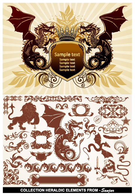 2款外国的龙矢量素材