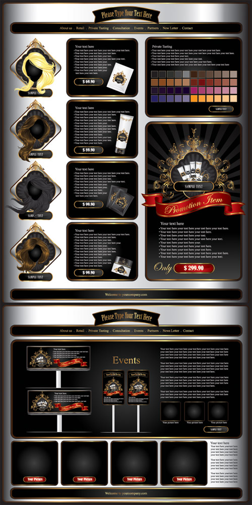 女士护肤品网页设计装饰元素矢量素材