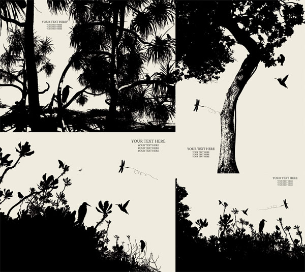 树木剪影矢量素材