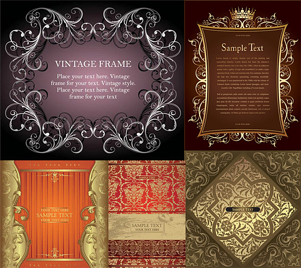 欧式华丽花纹矢量素材