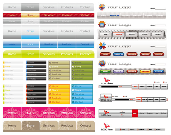 网站导航条菜单矢量素材