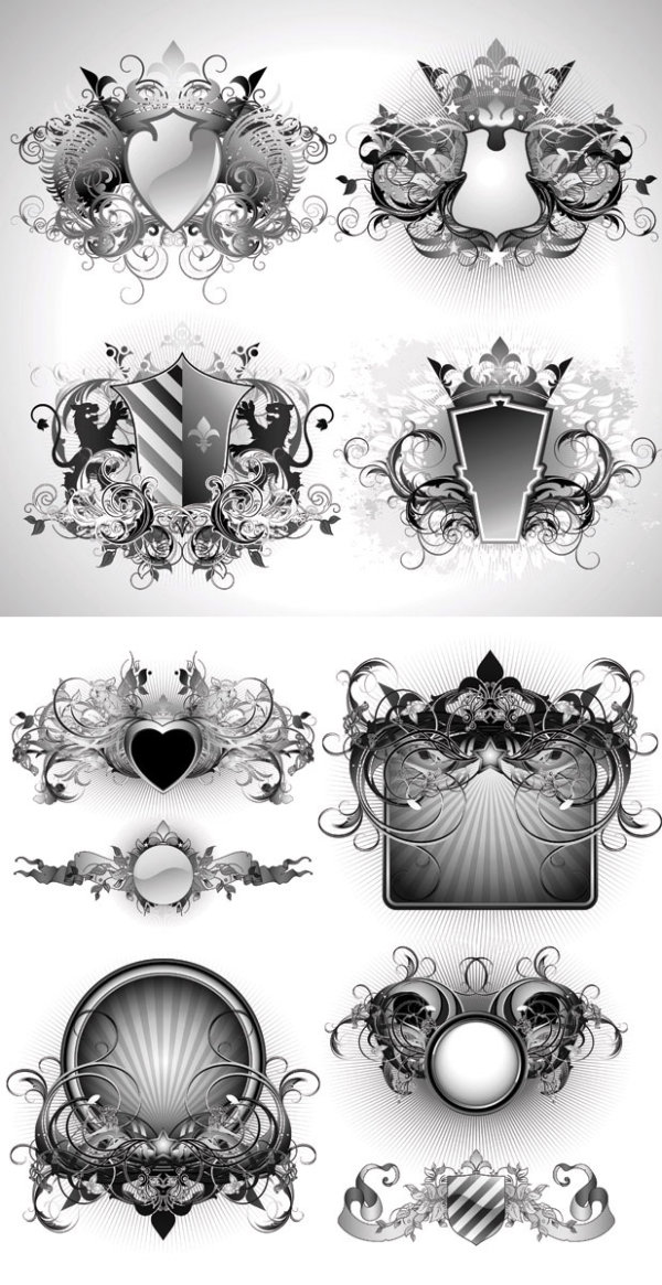 欧式花纹形状矢量素材