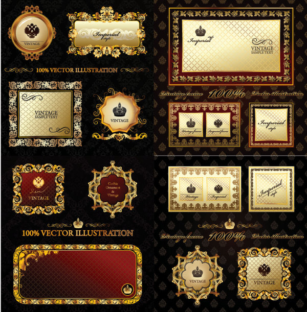 欧式尊贵label及边框矢量素材