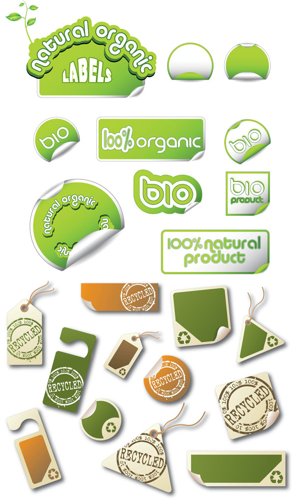 绿色环保标签矢量素材