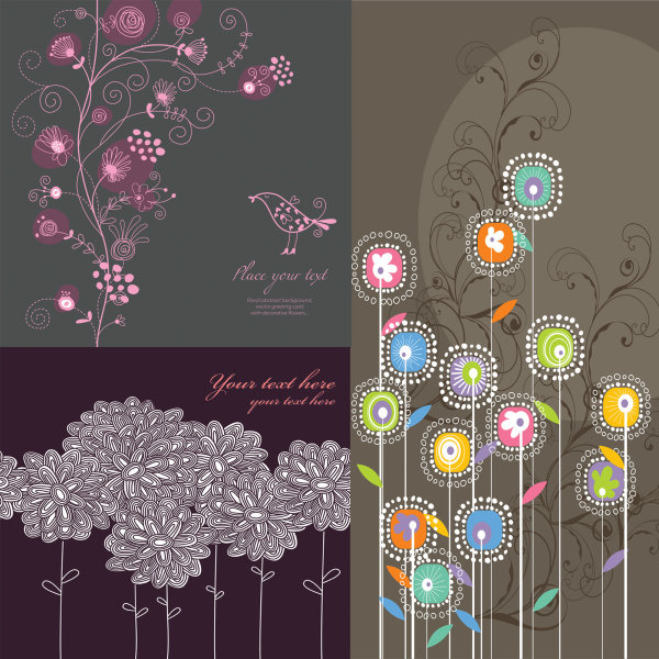 传统线描花纹矢量素材