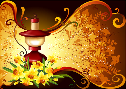 潮流花卉图案矢量素材-1