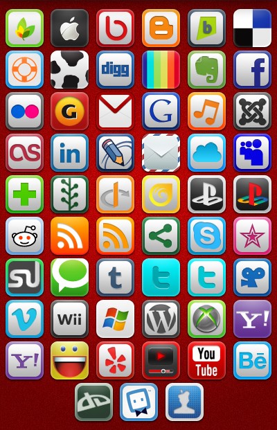 57款圆角iPhone风格WEB2.0及SNS网站图标&nbsp;&nbsp;