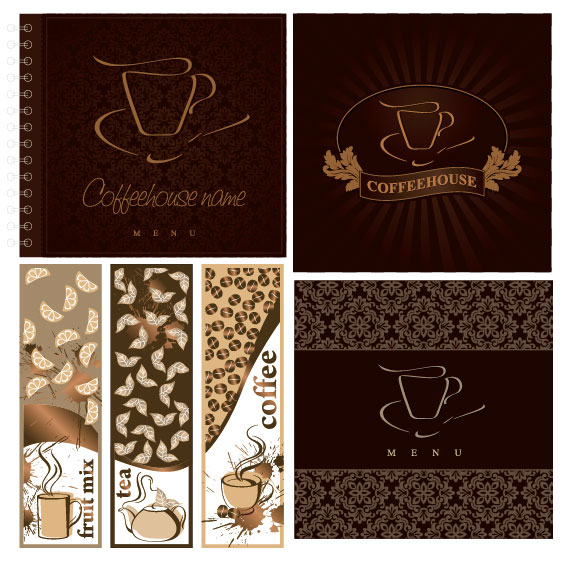 咖啡厅菜单封面矢量素材