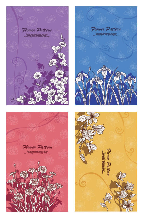 漂亮线描花朵植物矢量素材-2