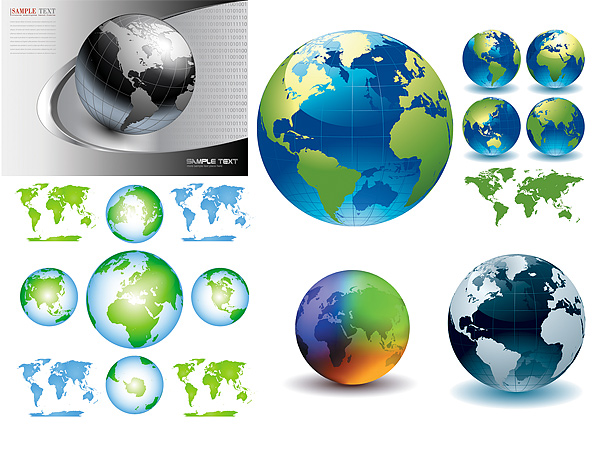 水晶风格地球矢量素材