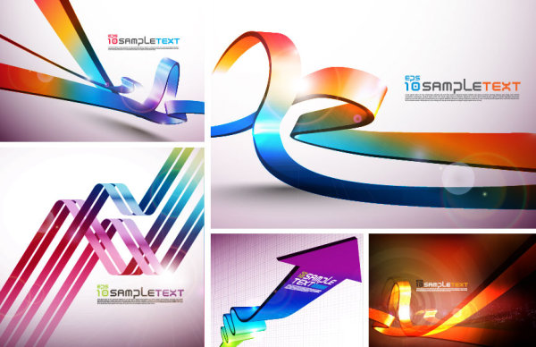 幻彩立体线条箭头矢量素材