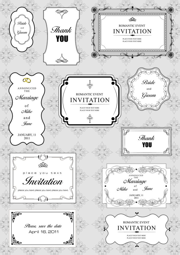 欧式复古黑白相框&mdash;&mdash;矢量素材