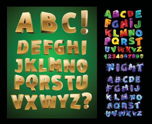 立体英文字母矢量素材